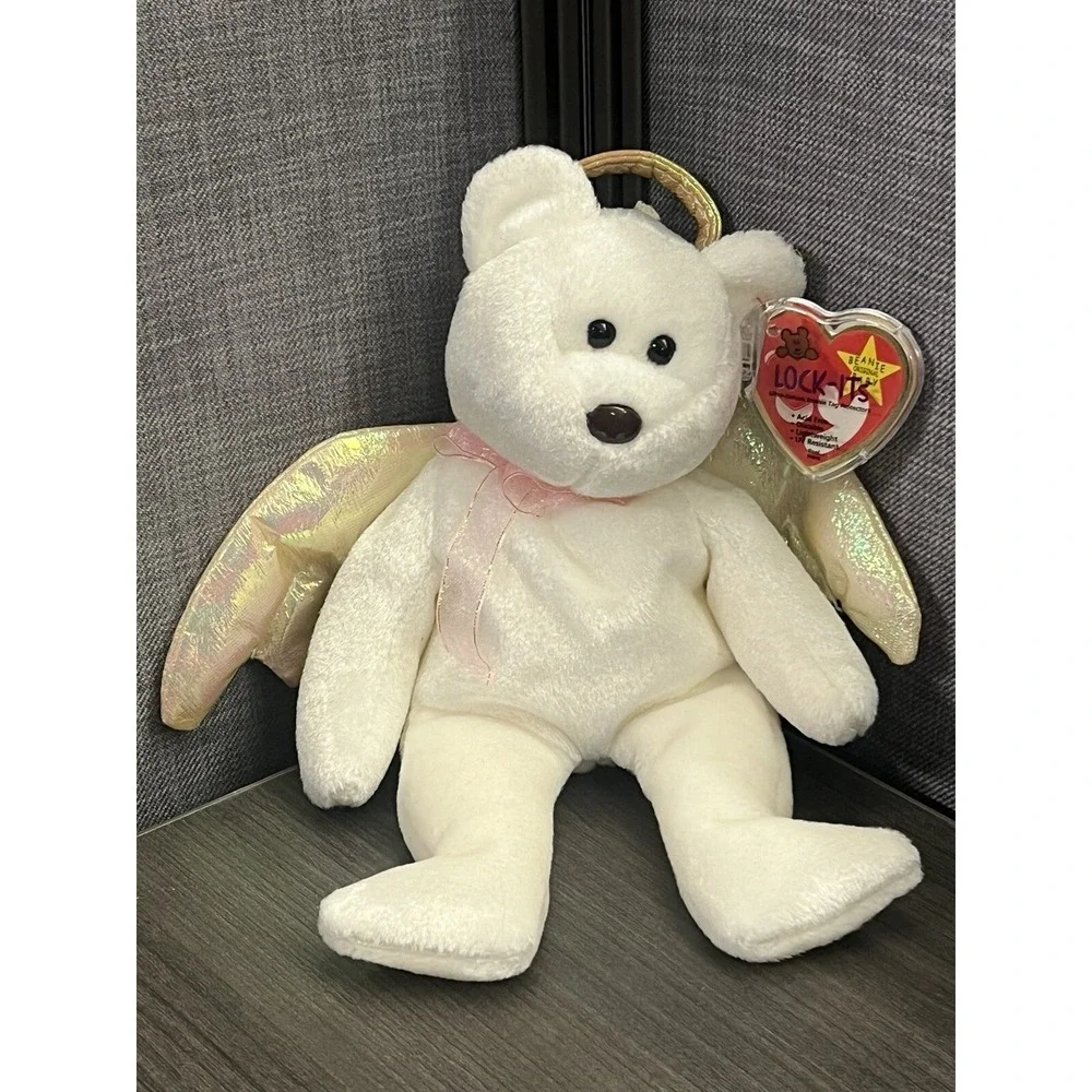 Ty Beanie Baby Halo The Angel‎ Bear Vintage 1998 Brown Nose Tag Free Shipping
